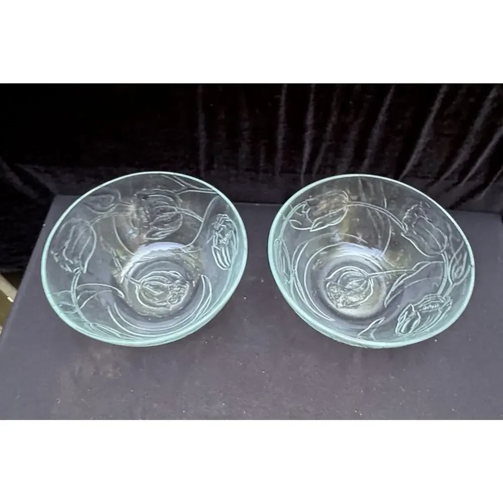 2 Vintage 1980’s Bali Le Clear Glass 10” Vegetable Serving Bowls -10/25/24